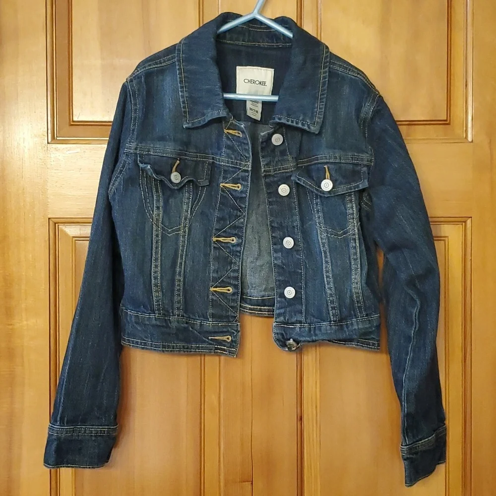 Cherokee Girls‎ Buttondown Denim Jean Jacket in Dark Wash Size Medium (7-8)